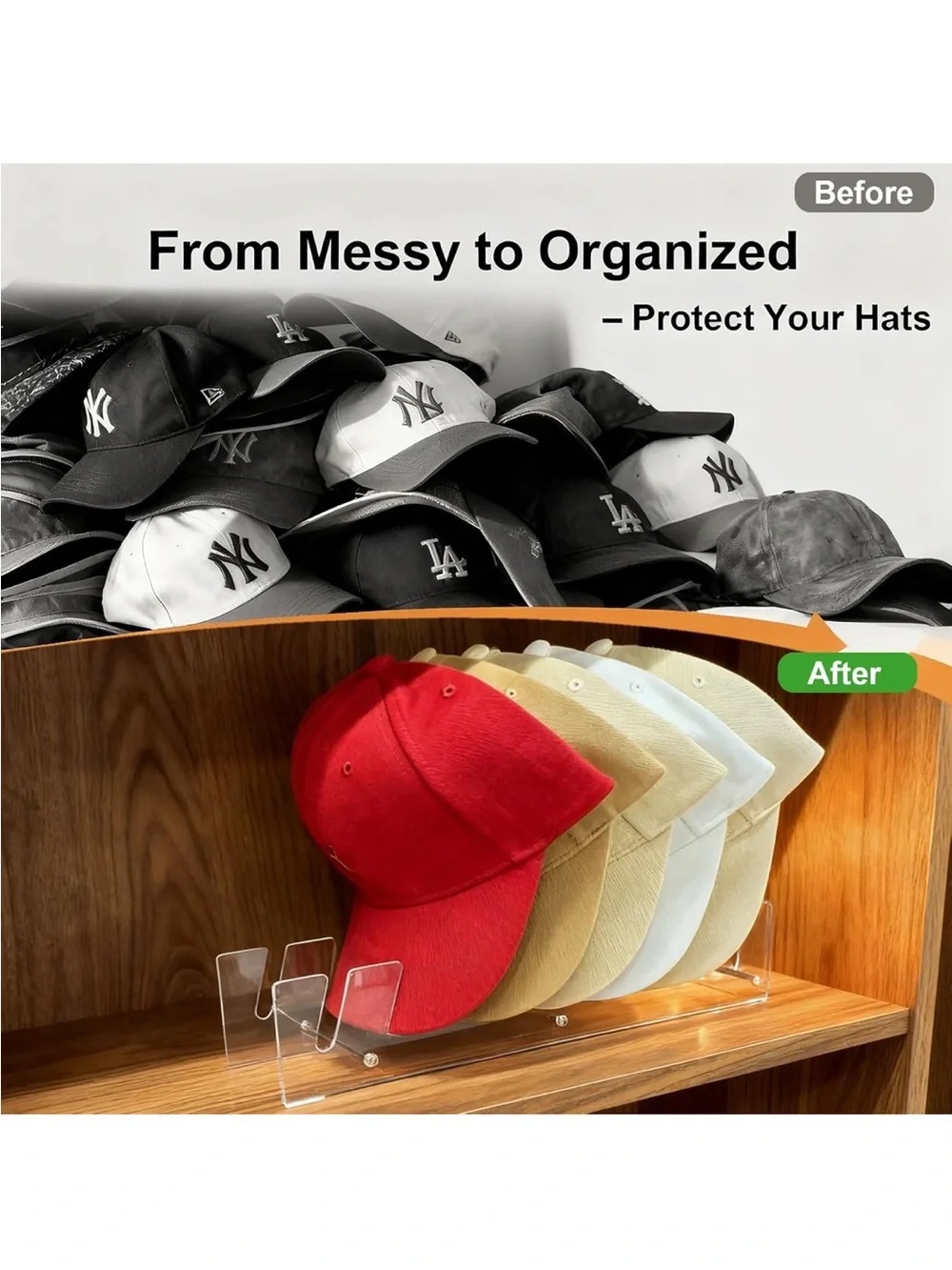 Acrylic Baseball Cap Organizer Rack - Picture 5 of 5